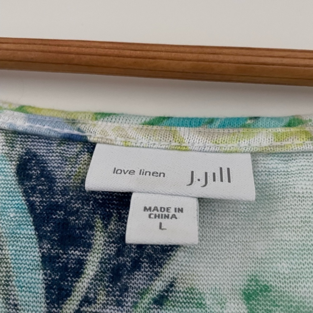 J. Jill Love Linen Tropical Palm Print Tank Top - Picture 6 of 9